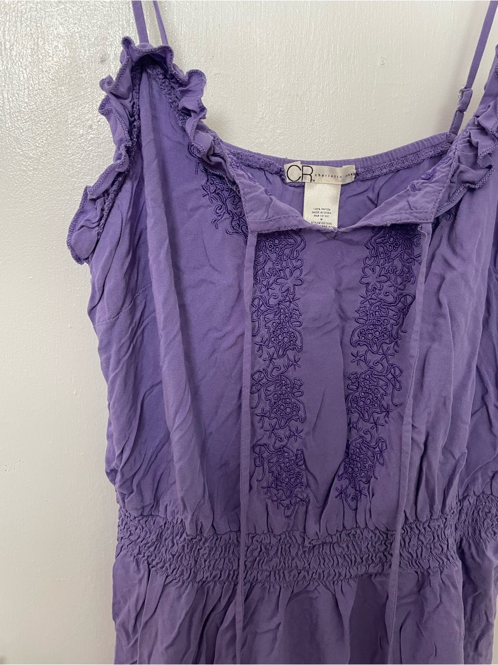 Charlotte Russe Purple Embroidered Sleeveless Dress